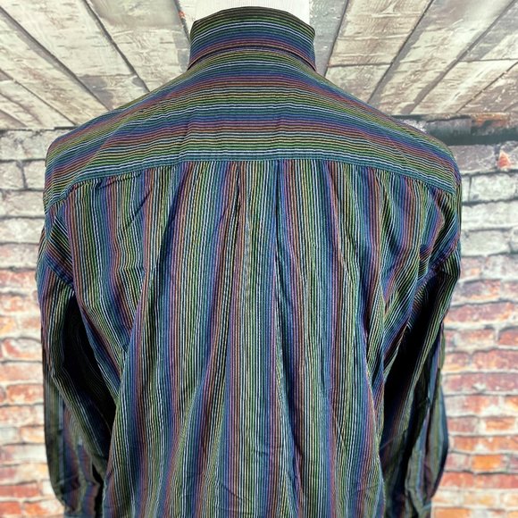 Alan Flusser Rainbow Pinstriped Disco Mod Shirt L - Picture 3 of 4
